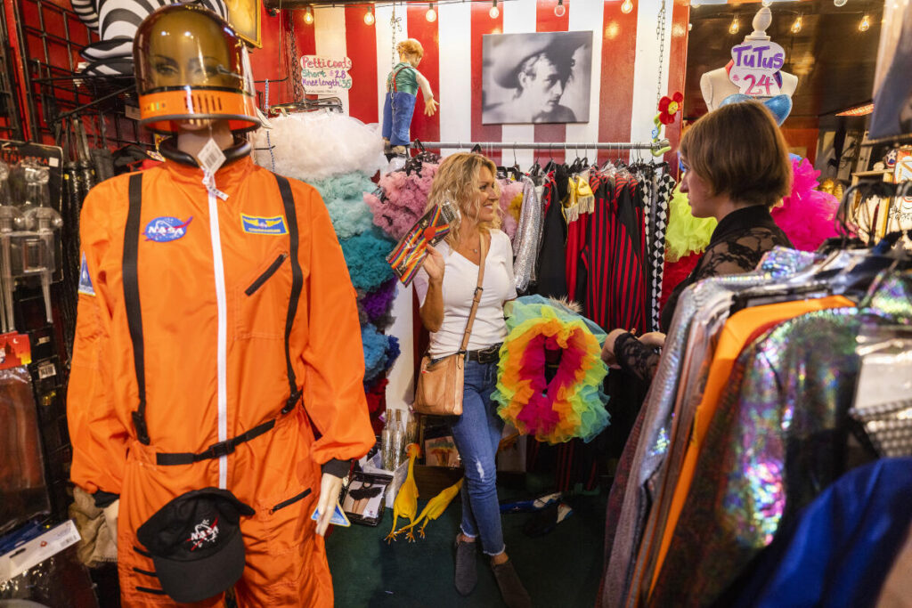 Halloween costume store San Francisco interior shopping scene