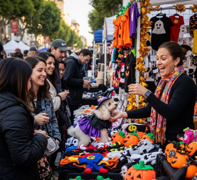 Halloween dog parade San Francisco - pet vendor