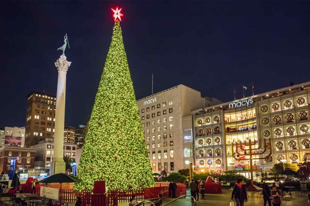 Union Square Christmas Tree and ice skating in San Francisco 2025 - Top 10 Things to Do in San Francisco for Christmas in 2025