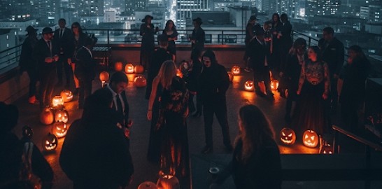 Halloween party San Francisco rooftop view