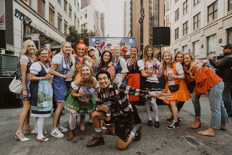 Crowds celebrating Oktoberfest by the Bay in San Francisco 2025.