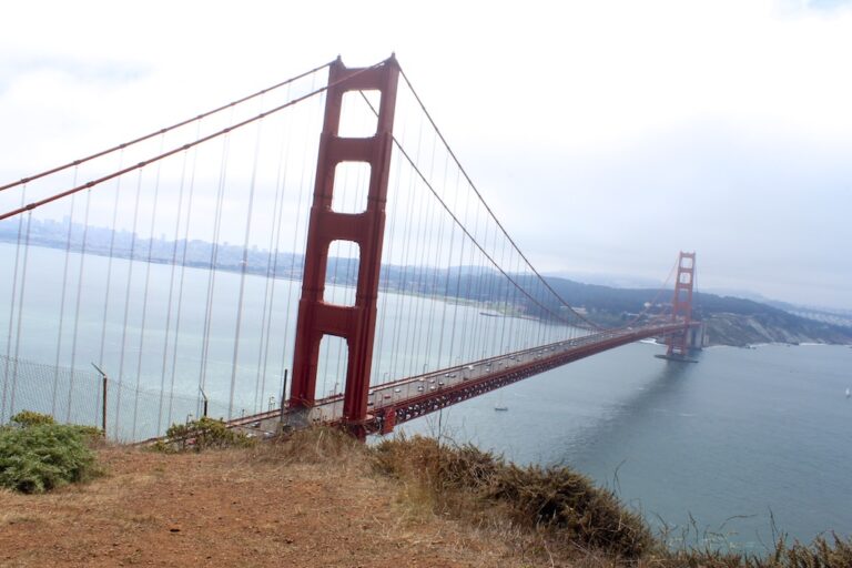 Iconic view of Golden Gate Bridge from Battery Spencer