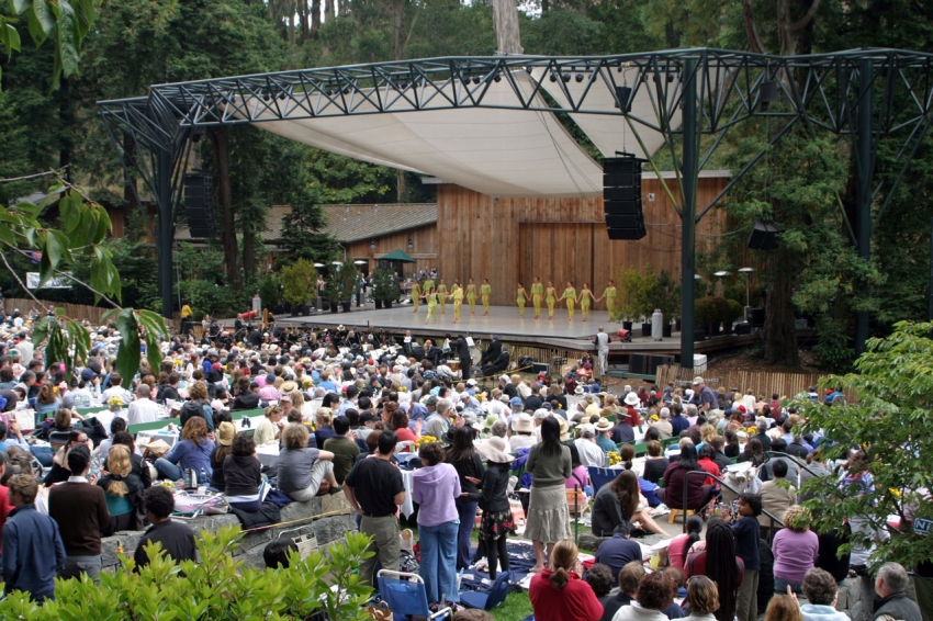 Music lovers picnicking during Stern Grove Festival in SF