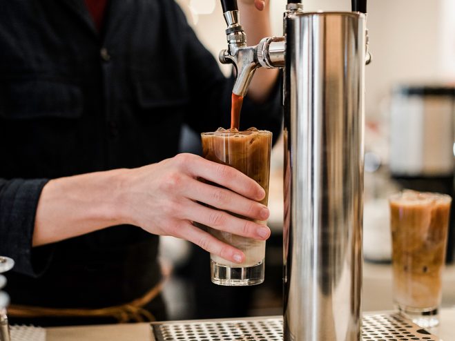 Sightglass Coffee barista brewing a pour-over in San Francisco