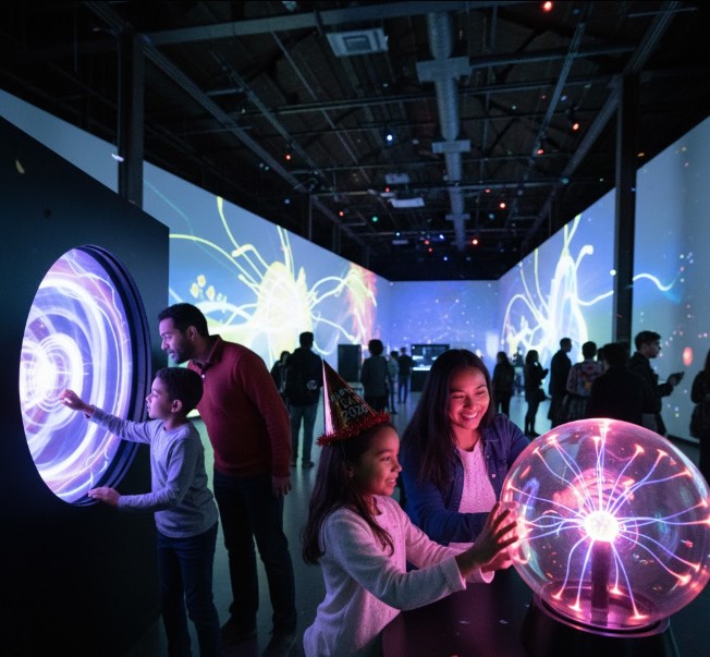 Family exploring exhibits at the Exploratorium during NYE 2026