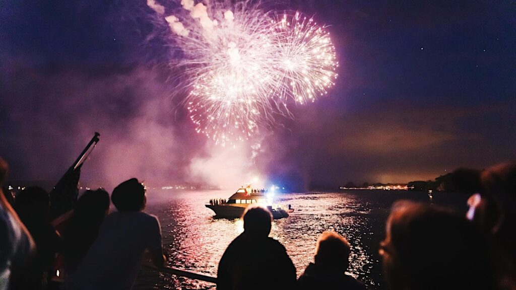 Party cruise on San Francisco Bay with passengers celebrating New Yearâs Eve 2026